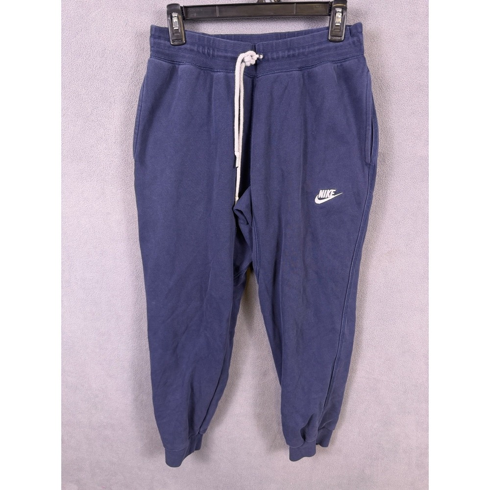 Vintage Y2K Nike Mens M Fleece Joggers Red Tag Tapered Drawstring Blue